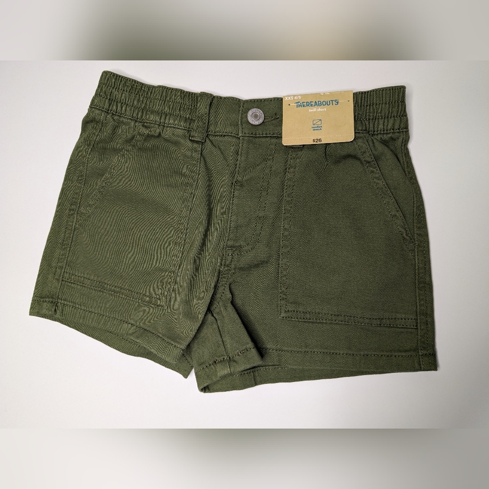 NWT Thereabouts Girls XXS (4/5) Twill Short Cypress Green 'Comfort Stretch'